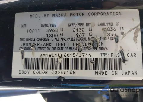 2012 Mazda Mazda3 I Sport z USA, uszkodzony, nr VIN JM1BL1UF6C1543744